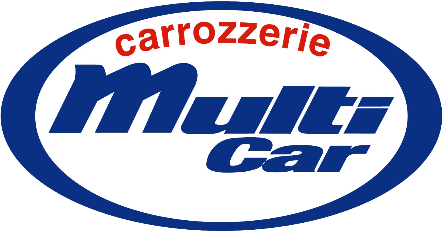 Logo Carrozzerie Multi Car in rosso e blu all'interno di un bordo ovale blu.