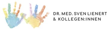 Logo, Dr. med. Sven Lienert und Kollegen:Innen, bunte Händeabdrücke, zur Startseite