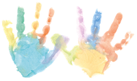 Bunte Kinderhändeabdrücke