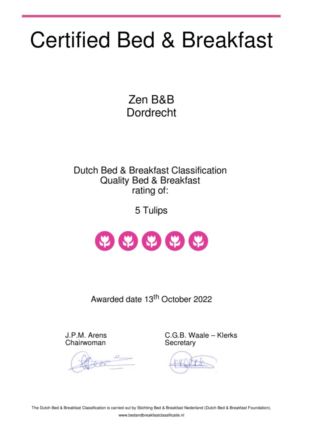 Certificaat voor 