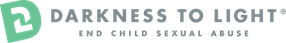 Darkness to Light logo with a green icon, grey text, and the tagline: 