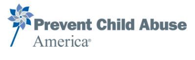 Logo for Prevent Child Abuse America featuring a blue pinwheel icon next to the text.