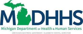 Logo of the Michigan Department of Health and Human Services featuring the state map outline and agency name.