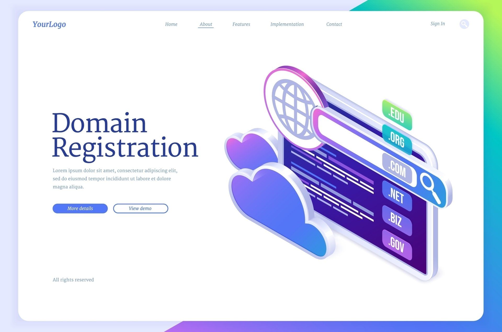 Domain registration page
