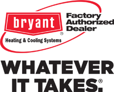 The bryant factory authorized dealer logo says whatever it takes.
