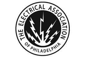The logo for the electrical association of philadelphia with lightning bolts in a circle.