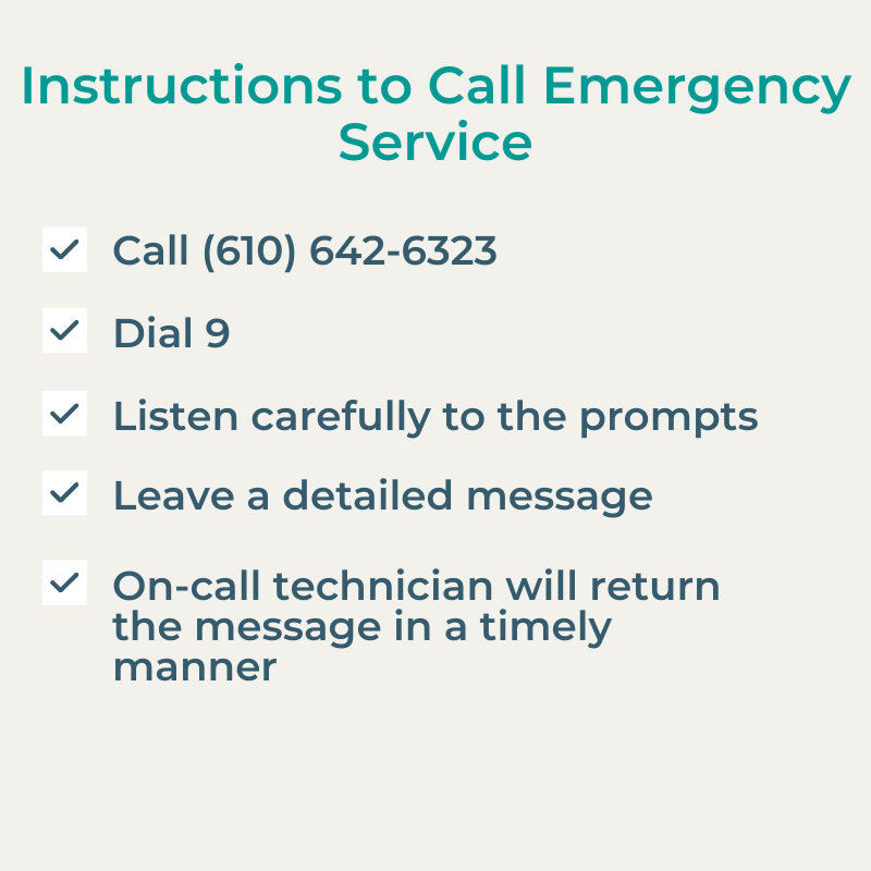 A list of instructions to call emergency service