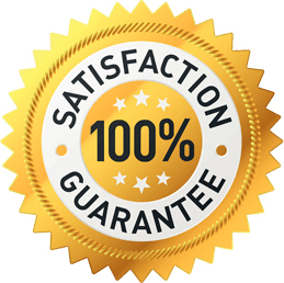 A gold and white satisfaction guarantee seal