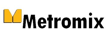 Metromix logo with a yellow block icon and black text on a white background