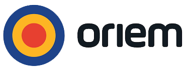 Orion logo with a blue, yellow, and red circular icon beside black text