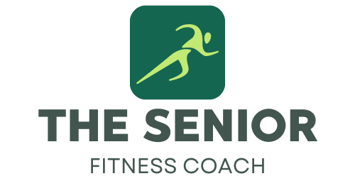 Logo reading “The Senior Fitness Coach” with a green square icon of a running figure