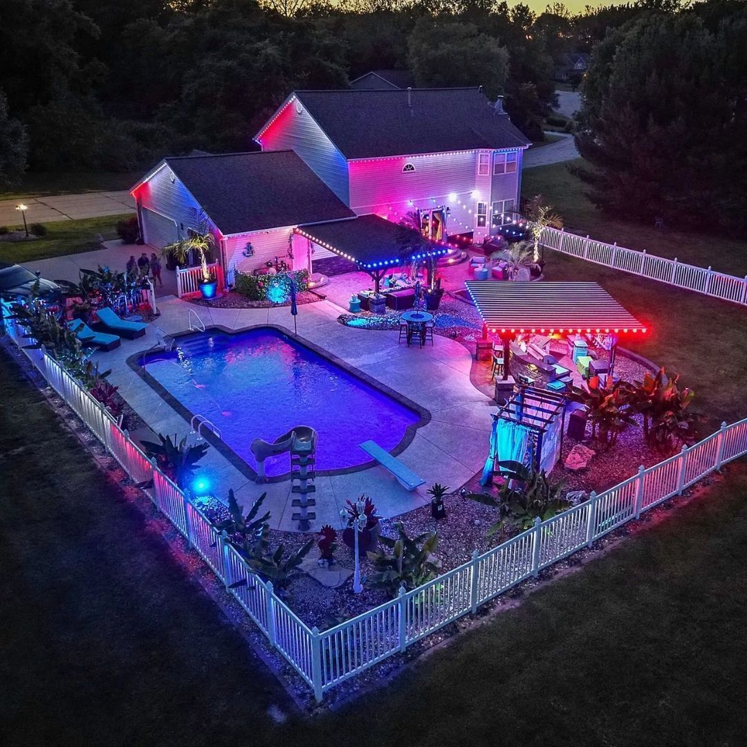 permanent outdoor lighting in backyard