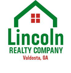 Lincoln Realty Company logo with green house roof and red window, Valdosta, GA