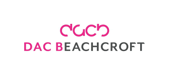 Logo for DAC Beachcroft: pink stylized letters over pink and grey text.