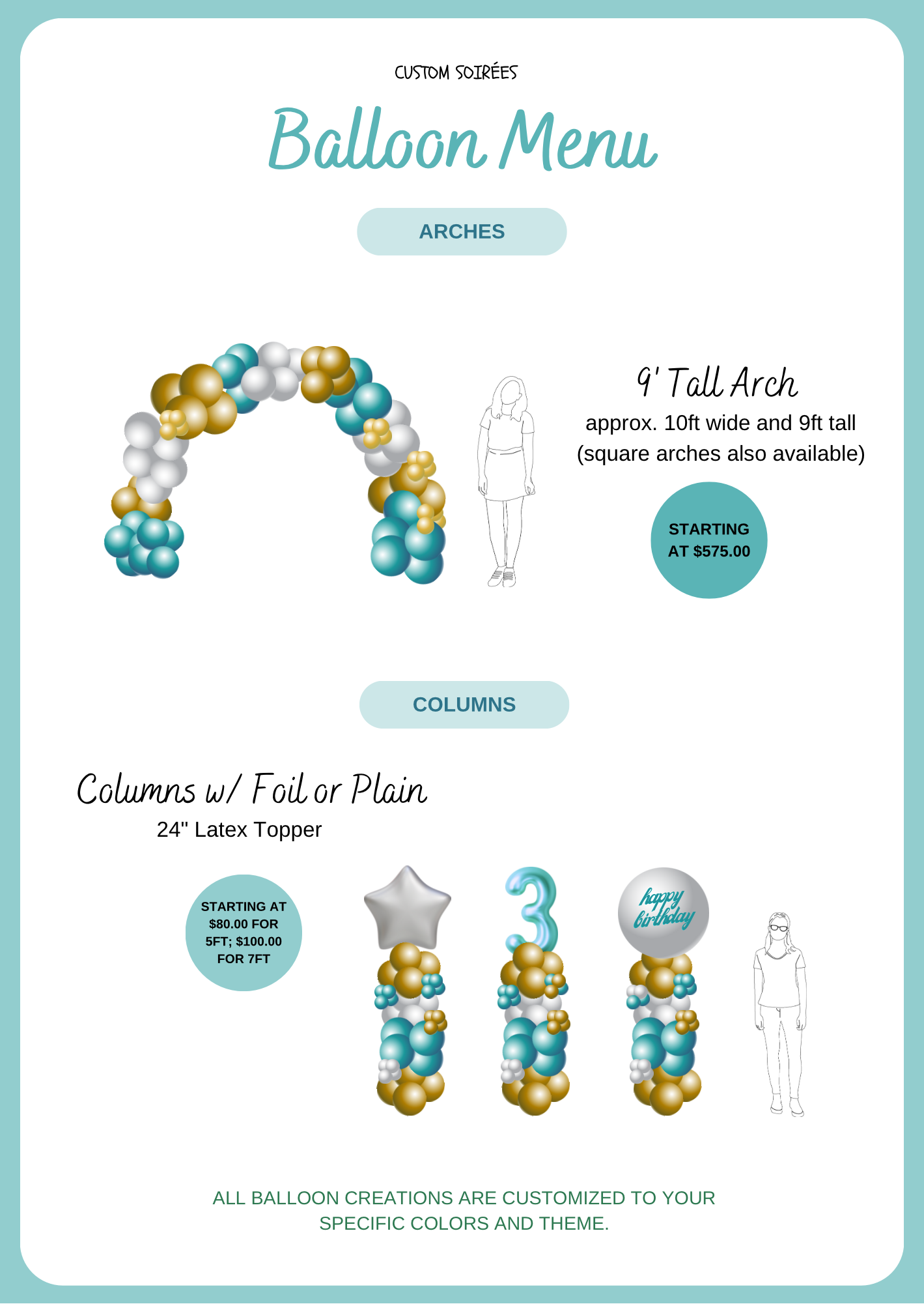 A balloon menu for a baby 's first birthday