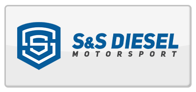 Logo of S&S Diesel Motorsport. Blue shield with a stylized