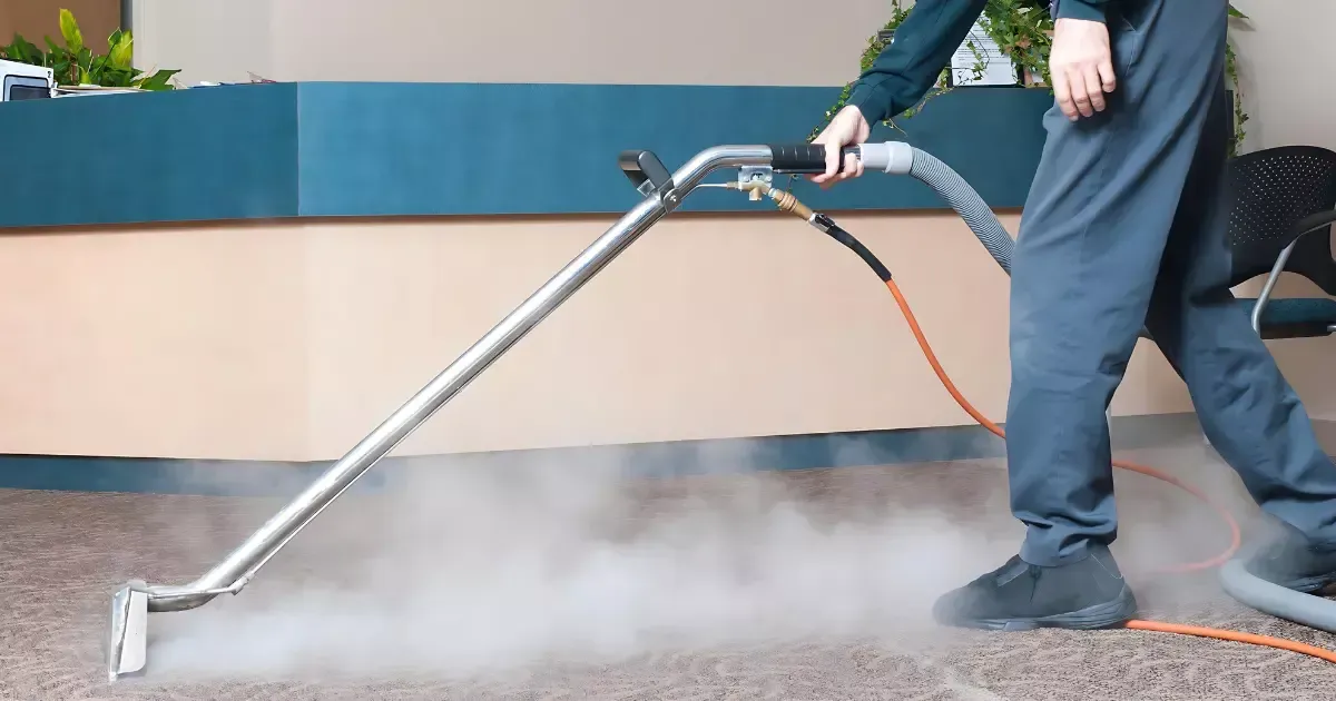 A person using a vacuum cleaner