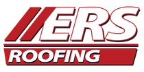 IERS Roofing logo in red and white with stylized italic lettering