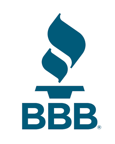 BBB logo with blue torch icon above bold blue letters on a white background