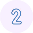 Blue number 2 inside a lavender circle.