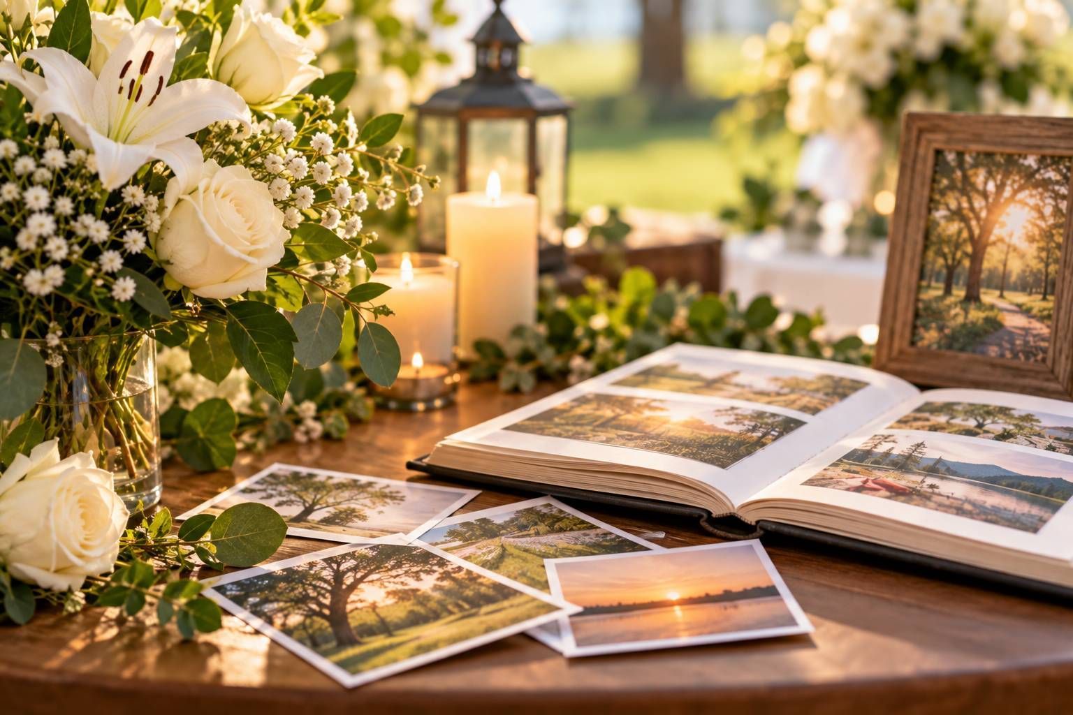 Photo memories and flowers for a celebration of life in Fawn Grove, PA