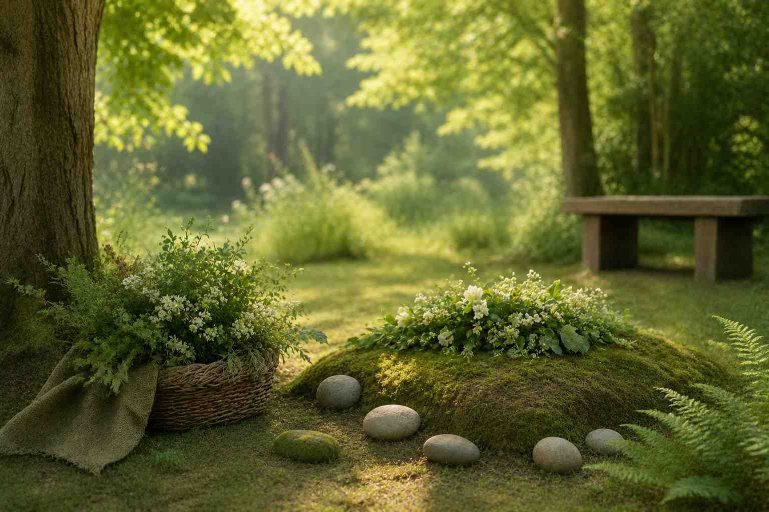 Peaceful natural burial site with wildflowers and a tranquil memorial setting in Fawn Grove, PA.
