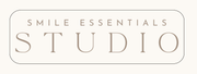 Smile Essentials Studio logo with beige text on a light background