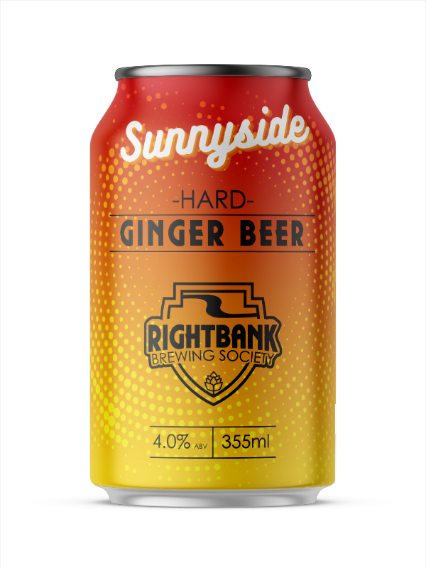 A can of rightbank sunnyside hard ginger beer