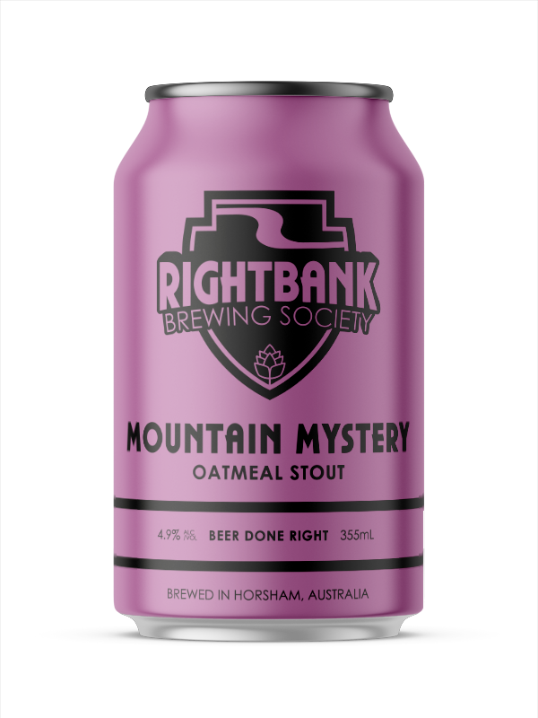 A can of rightbank brewing society mountain mystery oatmeal stout