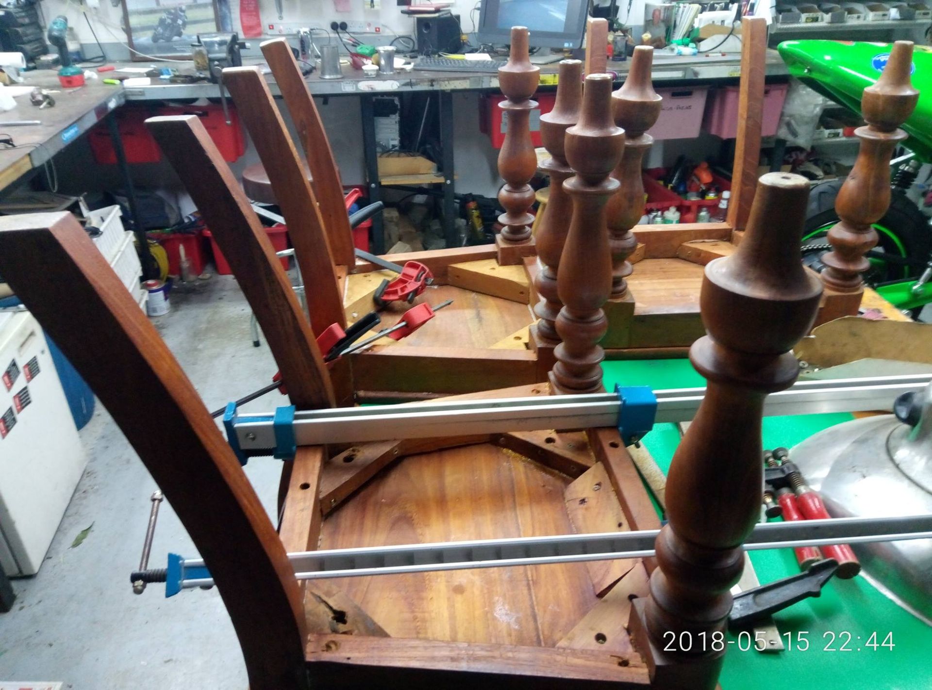 Oak chairs being repaired