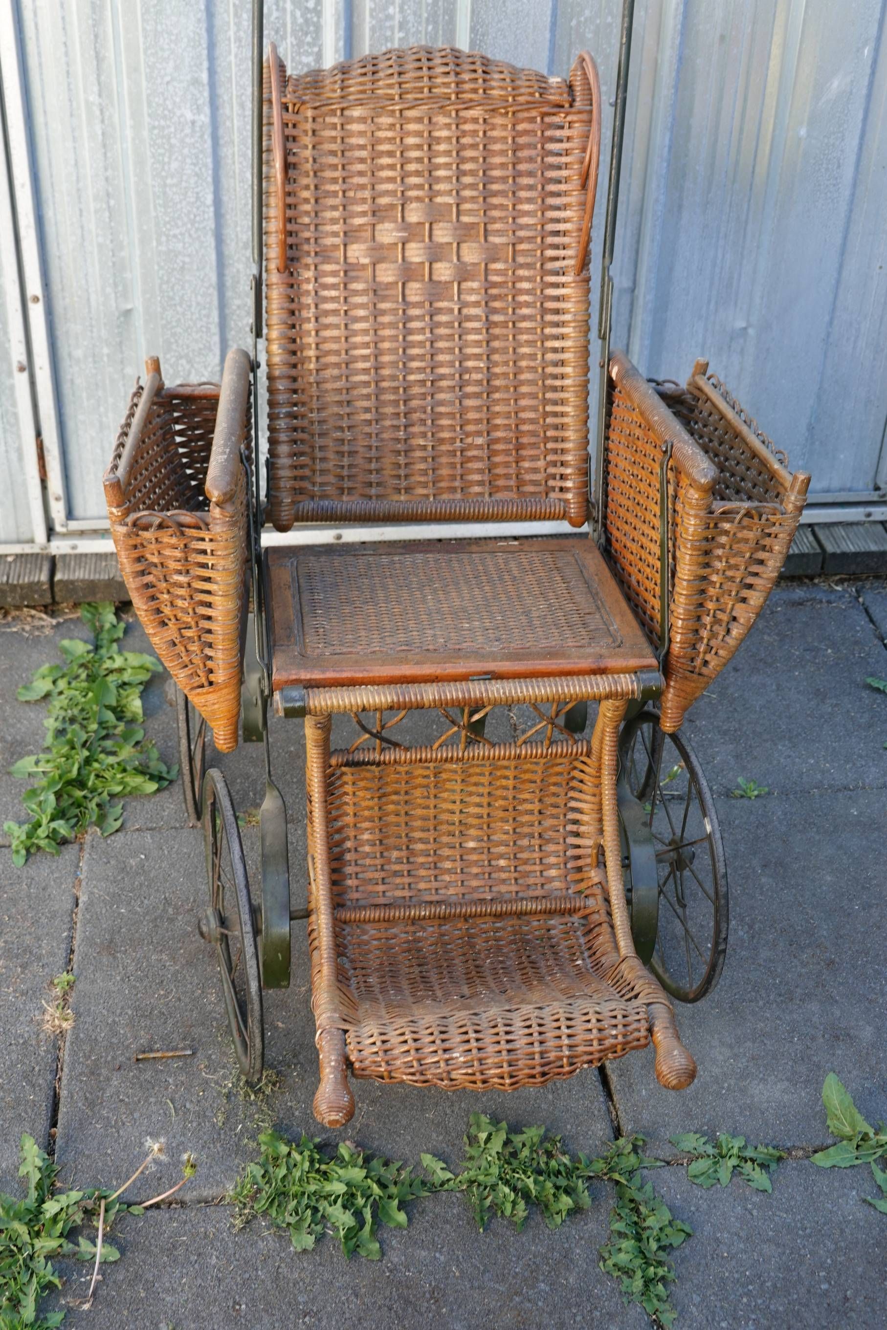 Vintage Wicker Pram Front View