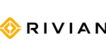 The Rivian logo: a yellow diamond-shaped geometric icon to the left of the word "RIVIAN" in black capital letters.