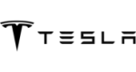 The Tesla wordmark logo featuring its signature 'T' emblem followed by the brand name in a stylized, modern black font.