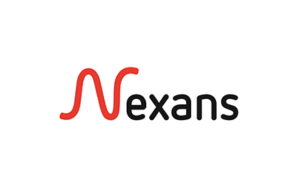 Nexans-logoen i rødt og svart på hvit bakgrunn