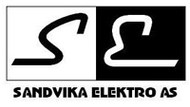 Sandvika Elektro AS-logo med stiliserte hvite og svarte «SE»-bokstaver og firmanavn under