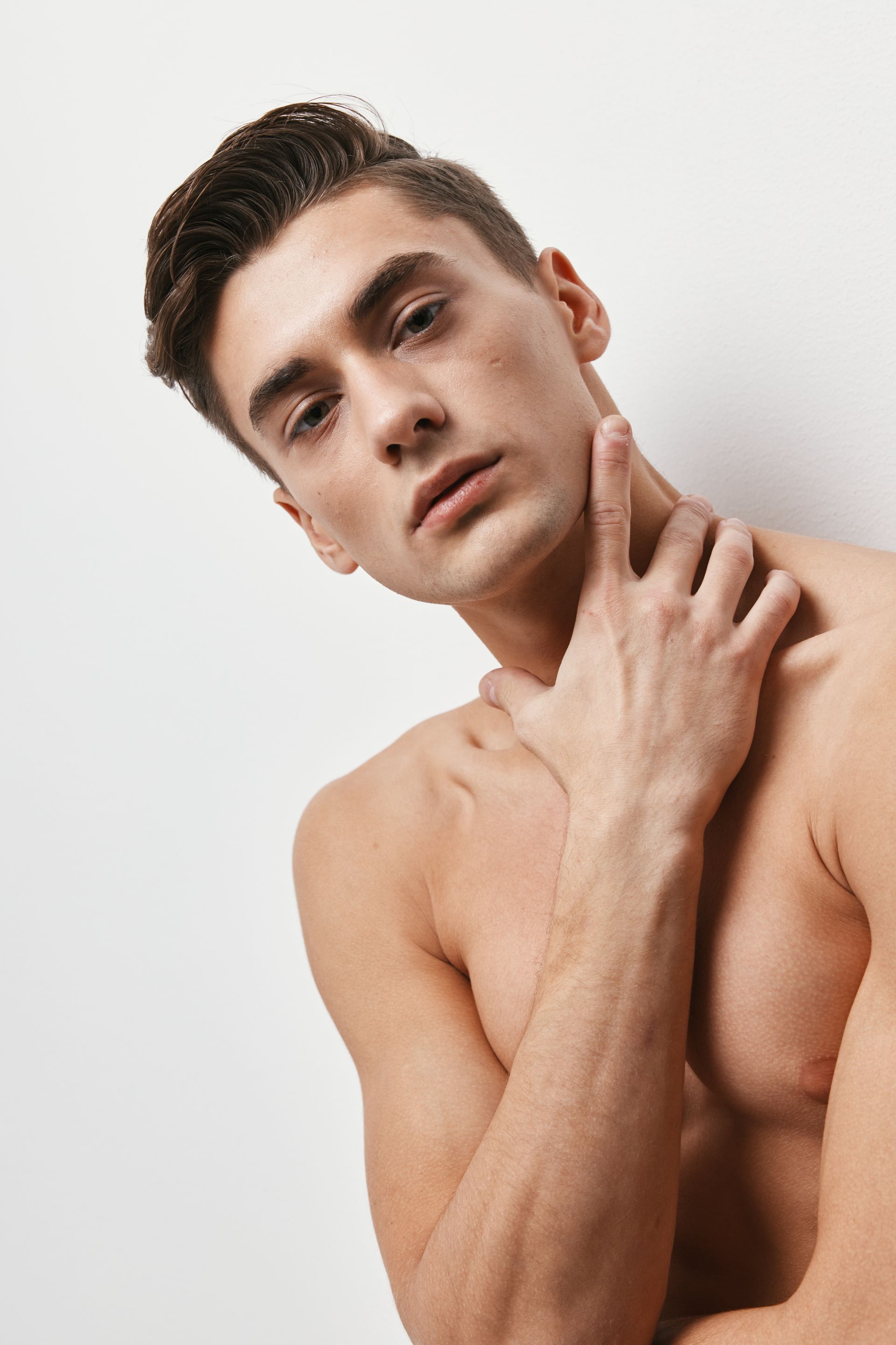 man with smooth face and torso