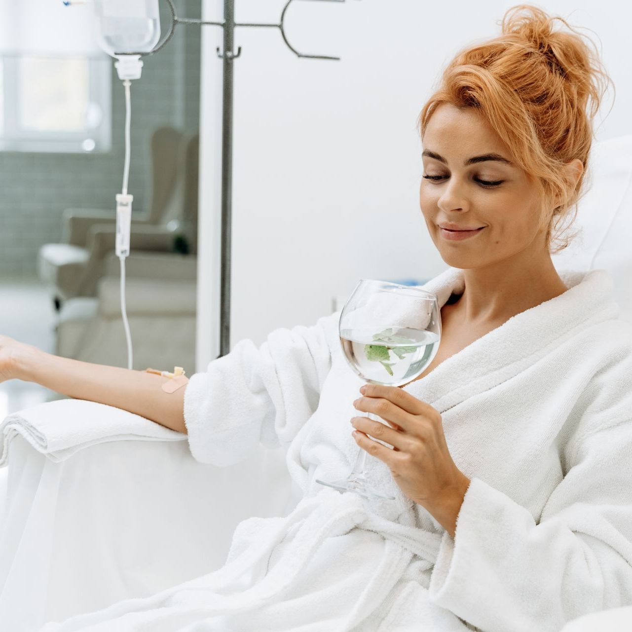 woman getting IV therapy