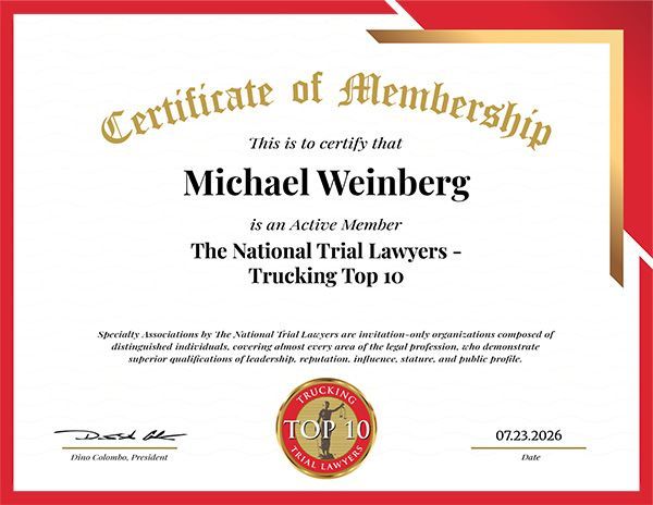 Top-10 National Trucking Lawyers Certificate