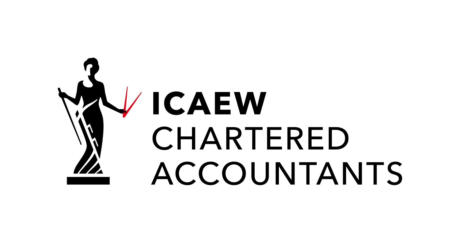 ICAEW Chartered Accountants logo with black statue icon and text on white background