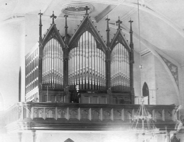 Pipe organ inside St. Mary's Church in York, PA.