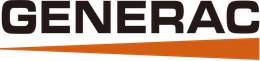 Generac logo: black text above an orange, slanted bar.