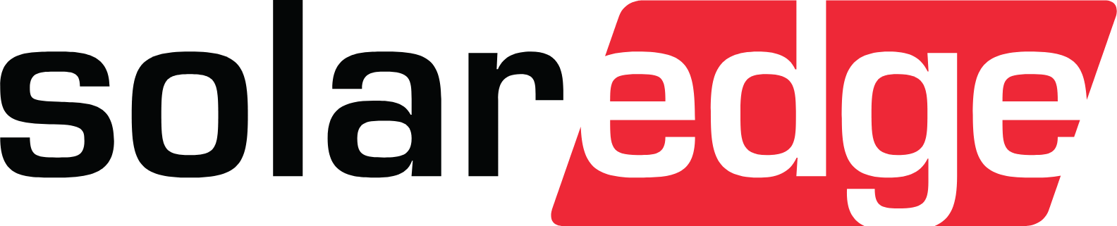 SolarEdge logo in black text with a red background for