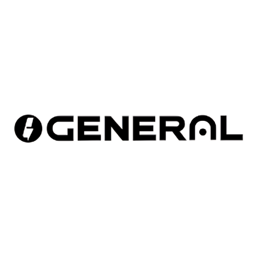 Un logotipo en blanco y negro para una empresa llamada general.