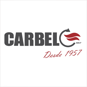 Un logo negro y rojo para Carbel desde 1957