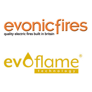 Dos logotipos para evonic fires y evoflame technology