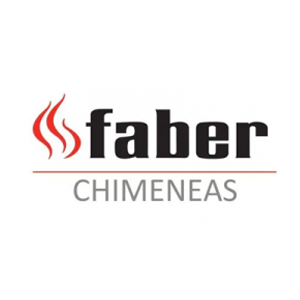 Un logotipo negro y rojo para las chimeneas Faber.