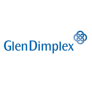 Logotipo de Glen Dimplex sobre un fondo blanco