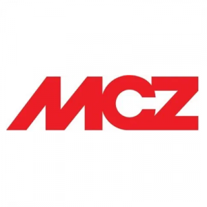Un logotipo de McZ en rojo sobre un fondo blanco.