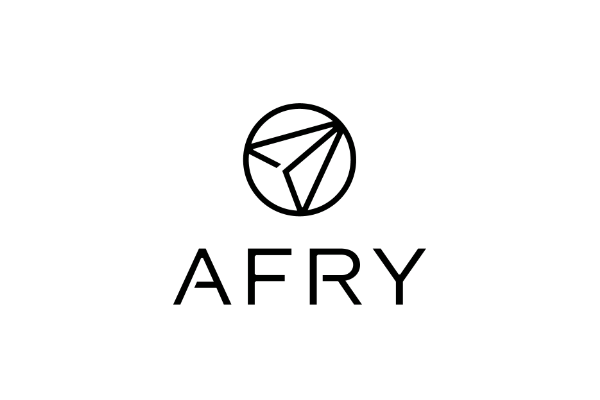 Logo for AFRY: a geometric triangle shape inside a circle, with the letters 