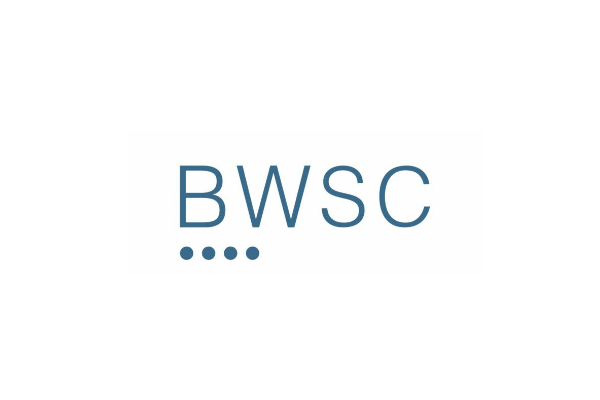 BWSC logo with blue text on a white background. Four dots under the 